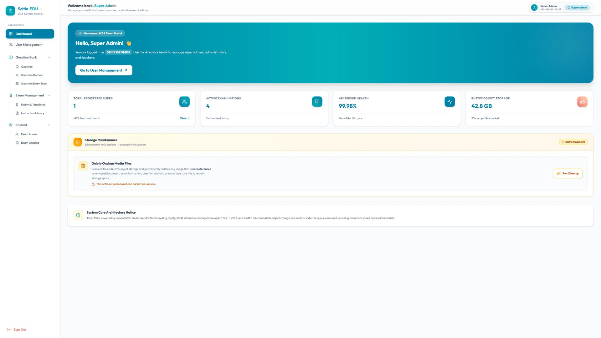 Scitia Exam screenshot